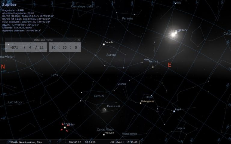 “佛誕星相？” － 公元前571年4月21日早上10時30分 電腦模擬天象